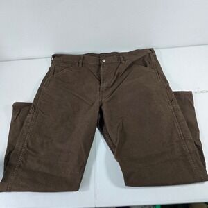 Levis Workwear Fit Carpenter Pants Mens 42x32 Brown Utility Canvas Straight Leg